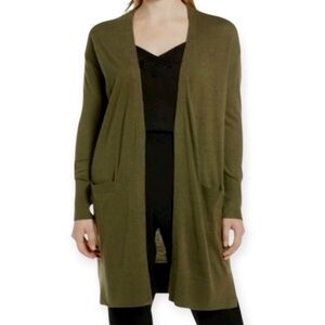 Halogen Nordstrom Dark Ponderosa Green Cardigan Duster Cashmere Blend